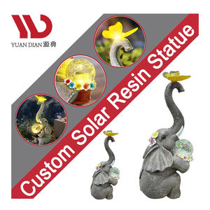 Cortile esterno Patio percorso decorazione LED resina <span class=keywords><strong>elefante</strong></span> <span class=keywords><strong>farfalla</strong></span> palla di vetro solare giardino statua - Product Image 1