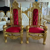 Chaises royales en cuir à dossier haut, style moderne, moins chères, dorées, pour le marié et la mariée, chaises de luxe pour hôtel