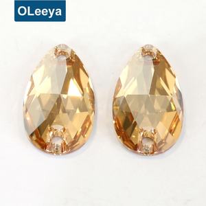 Vente en gros de strass à coudre en cristal AB 5A, 11*18 mm, dos plat, forme goutte d'eau, à coudre pour vêtements féminins - Product Image 5