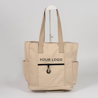 Sac de shopping en toile grande capacité avec fermeture éclair, couleur personnalisable, sac à main en toile multi-poches pour le travail, les trajets et l'école