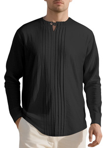 เสื้อเชิ้ตผู้ชายลำลองปักโลโก้ ผ้าลินินผสมโพลีเอสเตอร์ 145GSM สีพื้น สไตล์รีสอร์ท สตรีทแวร์ - Product Image 4