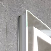 Miroir LED intelligent Bluetooth rectangulaire moderne avec cadre en aluminium IP44, rétroéclairage intégré pour salle de bain d'hôtel, garantie de 3 ans