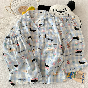 Set di <span class=keywords><strong>pigiama</strong></span> in cotone da donna e ragazza con nuvole estive pantaloni corti a maniche corte per la primavera all'ingrosso - Product Image 1