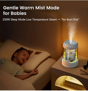 Mango portátil de 3L, niebla cálida, transparente, doble vesícula biliar, botón Simple, <span class=keywords><strong>Humidificador</strong></span> calentado a <span class=keywords><strong>vapor</strong></span> puro con luz nocturna - Product Image 4