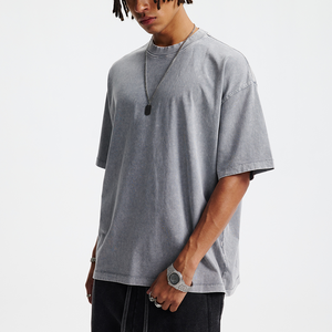 High Quality Men's OEM 275gsm Retro Acid Stone Washed Cotton Oversize <b>Tshirt</b> Vintage T-shirt Custom HeavyWeight T Shirt For Men - Product Image 2