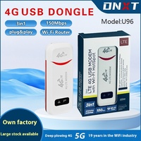 Modem Internet sans fil 4G portable petit dongle USB ABS avec carte SIM d'insertion 150M LTE et carte Internet sans fil WIFI 4G