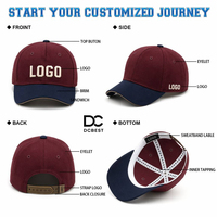 Casquette Oxford 6 panneaux personnalisée avec logo brodé OEM d'usine, casquettes de baseball unisexes en coton velours de luxe à pois léopard personnalisées