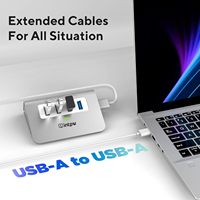 Hub USB 3.0 de Aluminio con 4 Puertos y Cable de 1 Metro, Sin Necesidad de Enchufe, para PC/Laptop, Memoria USB, Impresora, Cámara, Teclado, Ratón