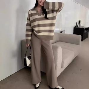 Recién llegado, trajes informales de manga larga para mujer con cuello vuelto, tejido de punto suave, bloque de Color cálido para invierno - Product Image 6