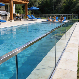 Barrière de sécurité en verre sans cadre <span class=keywords><strong>à</strong></span> rainures en U au design moderne, installation facile, pour balcon, patio, <span class=keywords><strong>piscine</strong></span> - Product Image 1