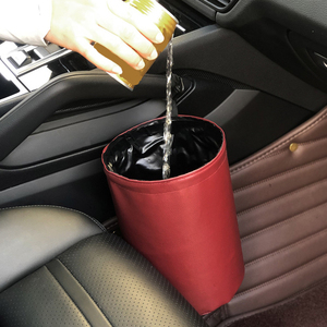 Cubo de basura sin contacto para coche, cubo de basura plegable de cuero a prueba de fugas, impermeable, colgador de bolsillo - Product Image 2