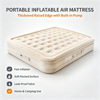Matelas pneumatique gonflable portable avec pompe intégrée, lit d'air à rebord surélevé épaissi, gonflage et dégonflage rapides pour la maison et le camping
