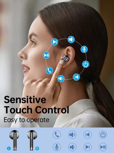 Tai nghe không dây mini, thời gian chơi nhạc 40 giờ, âm thanh nổi HiFi, micro HD khử tiếng ồn, Bluetooth 5.3, có màn hình LED, mẫu miễn phí - Product Image 6