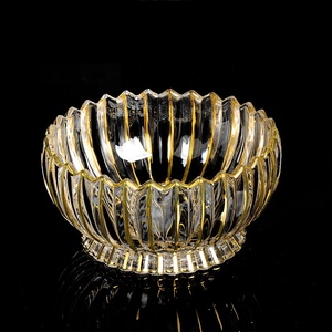 D220mm luxe cristal Transparent doré Sterak ligne fruits bol assiette plat verre plateau de service mariage maison élégant Art déco - Product Image 6