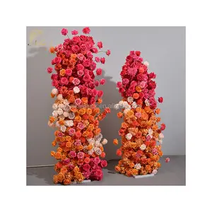 On Sale Orange Rose Flower Runner Wedding Decoration Flower Row With The Best Quality