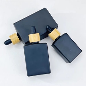 Matte Black Rectangle Square Glass <b>Dropper</b> <b>Bottles</b> 30/50/100ml Flat Shape Luxury Pipette Beard Oil Packaging - Product Image 6