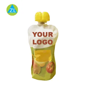 Líquido reciclable personalizado de fábrica, 100g, diseño sin comida para bebés, bolsa de plástico con boquilla para jugo