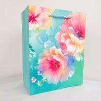 Sac cadeau floral aquarelle personnalisé, sac fourre-tout en papier avec estampage doré et poignée en corde pour mariage, anniversaire, fête