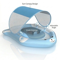 Bouée de bain pour bébé avec console volant, corps gonflable en PVC, siège en maille et auvent pare-soleil pour programmes de vente au détail personnalisés