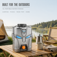 Seau à eau portable d'extérieur 10L, design Mecha, conteneur de stockage en PC de qualité alimentaire avec valve d'air et couvercle fileté scellé