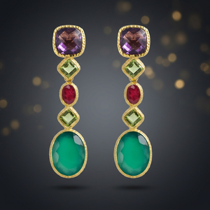 Pendientes de Aro de Ónix Chapados en Rodio Hechos a Mano en Acero Inoxidable, Estilo Boho Moderno para Mujer - Product Image 2