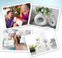 Vase unique en style nordique, vase minimaliste en forme de cercle, lot de 2, vase à fleurs en céramique blanche en porcelaine pour la décoration de la maison, de la chambre à coucher, de la table
