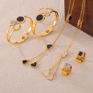 Elegant Zircon <strong>Jewelry</strong> with Diamond Design Sense Fritillary <strong>love</strong> Stainless Steel Gold-plated <strong>Jewelry</strong> Set - Product Image 2