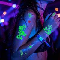 Pegatinas de tatuajes de rosas brillantes y vibrantes, resistentes al agua, para festivales de música en discotecas
