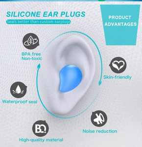 6 أزواج من سدادات الأذن من السيليكون قابلة لإعادة الاستخدام مع شعار مخصص واقي للنوم عازل للصوت واقي للأذن علبة طينية تقليل الضوضاء مقاوم للماء - Product Image 3