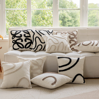 Housse de coussin décorative Innermor 2024, nouvelle arrivée, luxe, brodée, géométrique, rayée, capitonnée, personnalisable, pour la maison, l'hôtel, le salon