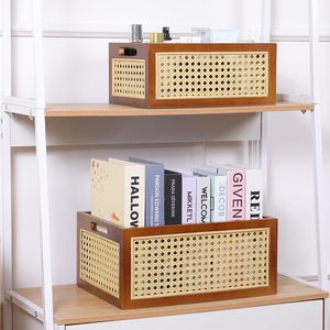 Handmade Wood Mix <b>Rattan</b> Eco-Friendly Multifunction <b>Storage</b> <b>Basket</b> Vintage Rectangle Hamper Organizing Kitchen Living Room - Product Image 4