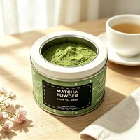 Boîte en métal ronde personnalisée avec fenêtre transparente pour le stockage de poudre de matcha, de thé vert, d'épices et d'aliments