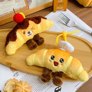 Llavero <span class=keywords><strong>de</strong></span> Peluche con Forma <span class=keywords><strong>de</strong></span> Croissant Ecológico para Niños, Adorno Colgante <span class=keywords><strong>de</strong></span> <span class=keywords><strong>Dibujos</strong></span> Animados con Cuerda Trenzada Antideslizante - Product Image 1