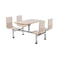 Tables à manger contemporaines en contreplaqué durables avec structure en fer, 4 places, pour écoles, hôpitaux, cafétérias, salles de classe, universités, salles de réception, résistantes à l'eau