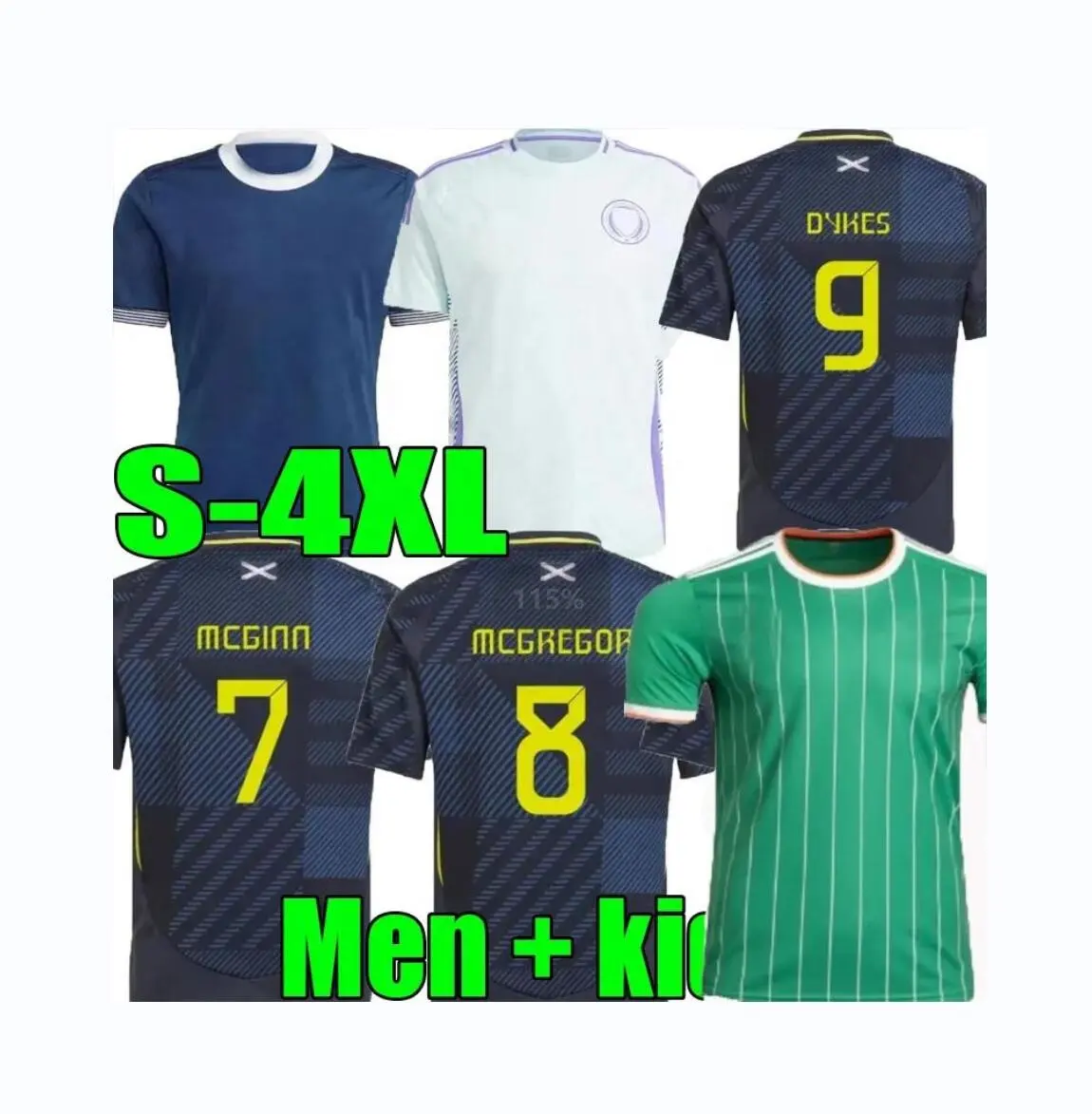 3XL 4XL 2024 2025 Écosse 24 25 Kit de football Équipe nationale MCGINN Maillot de football Ensemble pour enfants Home Navy 150e anniversaire