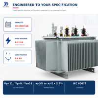 Transformateur de distribution triphasé immergé dans l'huile DERUI S13M 30-2500 KVA à faible perte sous vide, conception de réservoir entièrement scellé 11 KV 15 KV