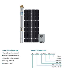 Bomba de Agua Sumergible de Alta Presión Grandfar de 1.5HP, Alimentada por Energía Solar, 4SSD, Profundidad de Inmersión de 40m, Acero Inoxidable 4SSD6/84-110/1100 Hi - Product Image 5
