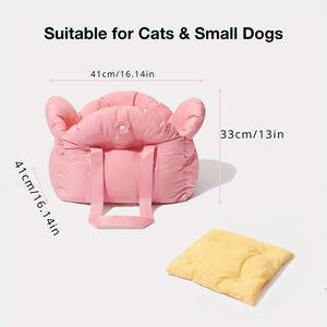 Üretici toptan özel logo pembe lüks taşınabilir taşıyıcı Pet köpek araba koltuğu yatak - Product Image 4