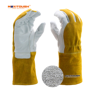 MAXITOUGH Guantes de Seguridad de Uso General, Guantes de Trabajo de Soldadura Forrados Resistentes a Cortes, Piel de Oveja + Cuero de Vaca, 14 Pulgadas - Product Image 1