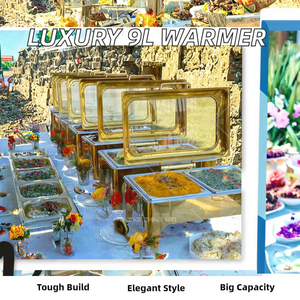 Offre Spéciale Luxe 9L Chauffe-Plat d'Hôtel Doré, Ensemble de Buffet avec Chafing Dish en Verre pour Maintien au Chaud et Services Alimentaires - Product Image 3