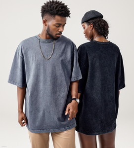Camiseta Vintage de Cuello Redondo Oversize Unisex de Algodón Pesado Lavado, Venta al por Mayor, Ropa con Logotipo Personalizado para Marca Privada - Product Image 1