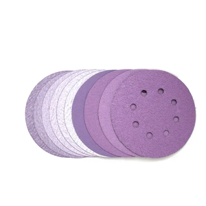 Disques de ponçage personnalisables de 125 mm/5 pouces, 8 trous, en oxyde d'aluminium rouge, avec support en papier abrasif en fibre, pour le polissage <span class=keywords><strong>du</strong></span> bois et de la pierre, OEM - Product Image 3