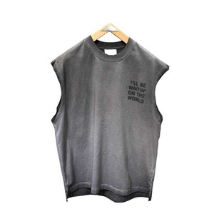Fringuello indumento senza maniche t-shirt con lavaggio sbiadito Vintage <span class=keywords><strong>Old</strong></span> Edge moda marchio ampio logo personalizzato canotta ritagliata - Product Image 3