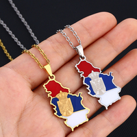 Porte-clés souvenir carte de Serbie, cadeau, chaîne de clés Belgrade, pendentif drapeau de Serbie, bracelet, collier en métal, vente en gros, porte-clés personnalisé de Serbie