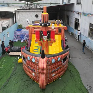 FÜNIGES SPAS Piratenschiff-Themen-Spielplatz aufblasbare Burg-Rutsche aufblasbare Trampolinenschuhe aufblasbare Bouncer-Rutsche