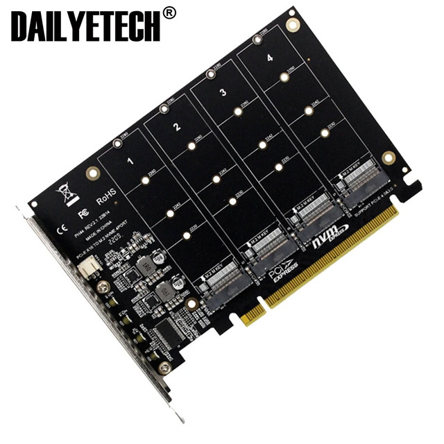 PH44 Nvme 4-Disk Array Raid Pcie 4.0 3.0 X16 Split Expansion Card