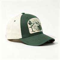 Casquette de soleil à 6 panneaux vintage avec broderie de patch de tente, bicolore, pour homme, pour le camping en montagne, la randonnée et l'aventure en extérieur