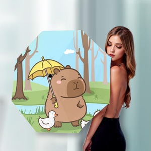 Capybara Full-Color Printed <b>Windproof</b> 3-Fold <b>Umbrella</b> OEM Photo Print Easy-Carry Pongee Rain <b>Umbrellas</b> Wholesale Sale - Product Image 6