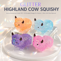 Jouet Squishy Taureau Mignon Multicolore Texture Scintillante Deux Cornes Cadeau Animal Pour Enfants et Adultes Décompression Vente au Détail