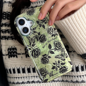 2025 Phong Cách Tối Phong Cách Rose Flower Điện Thoại Mềm Trường Hợp Đối Với iPhone 16 15 14 13 12 Pro Max Hoa Tin Lá Mô Hình Chống Sốc Bìa - Product Image 2